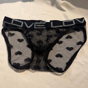 Andrew Christian Black Sheer Heart Pattern Underwear